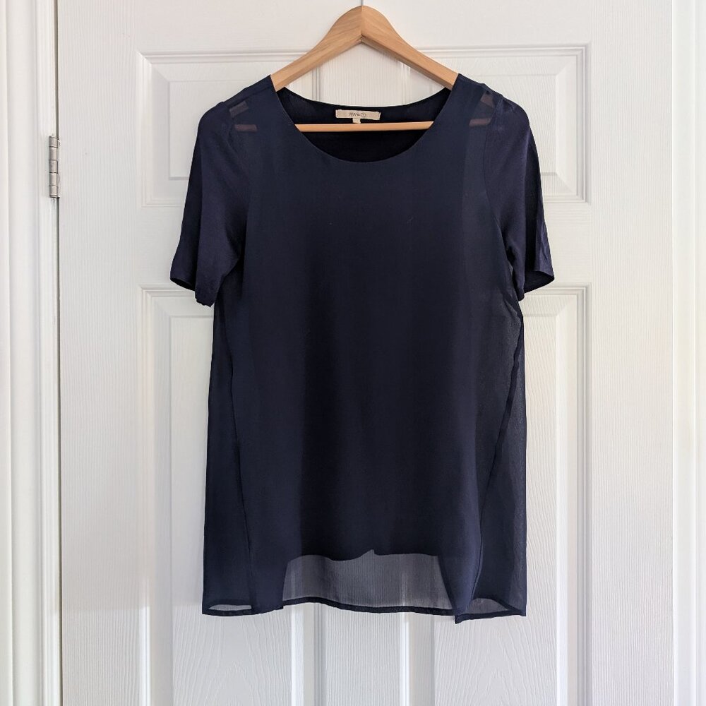 RW&CO sheer layered top navy blue size XS